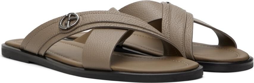 Giorgio Armani Taupe Leather Sandals - Picture 3