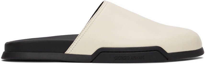 Giorgio Armani Off-White Leather Slip-On Loafers