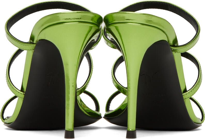 Giuseppe Zanotti Green Metallic Heeled Sandals - Picture 4