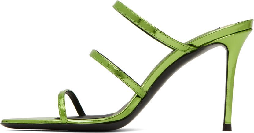 Giuseppe Zanotti Green Metallic Heeled Sandals - Picture 3