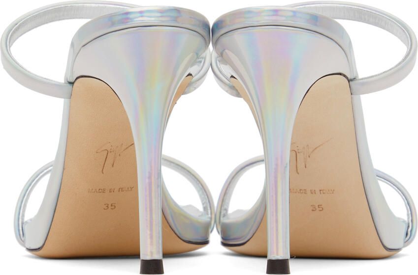 Giuseppe Zanotti Silver Double Strap Heeled Sandals