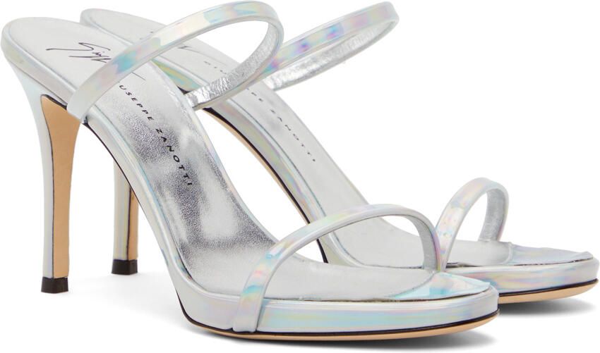 Giuseppe Zanotti Silver Double Strap Heeled Sandals - Picture 2