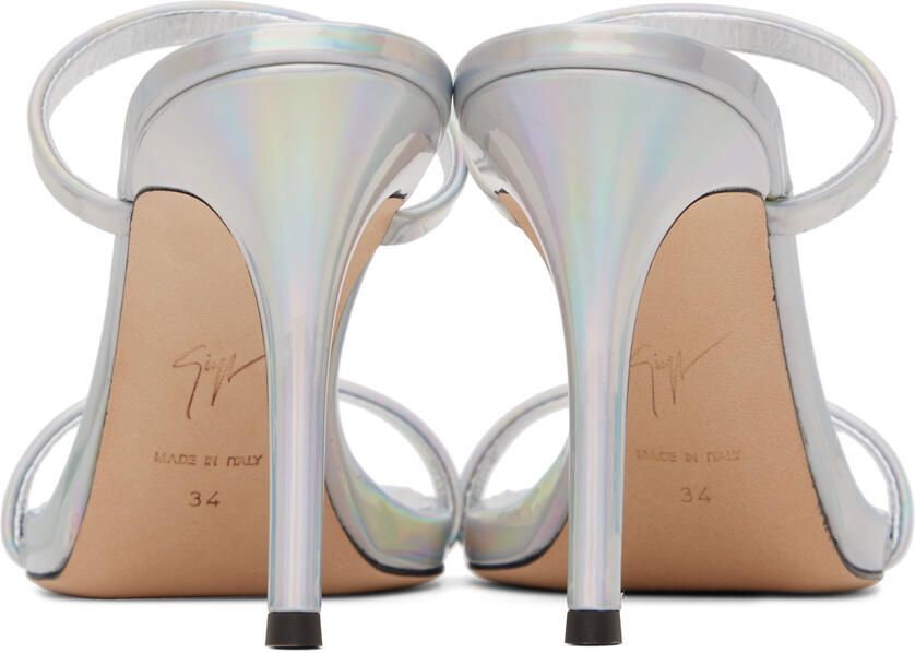 Giuseppe Zanotti Silver Double Strap Heeled Sandals