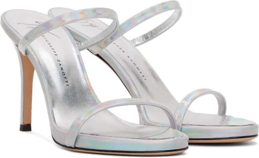 Giuseppe Zanotti Silver Double Strap Heeled Sandals - Picture 2