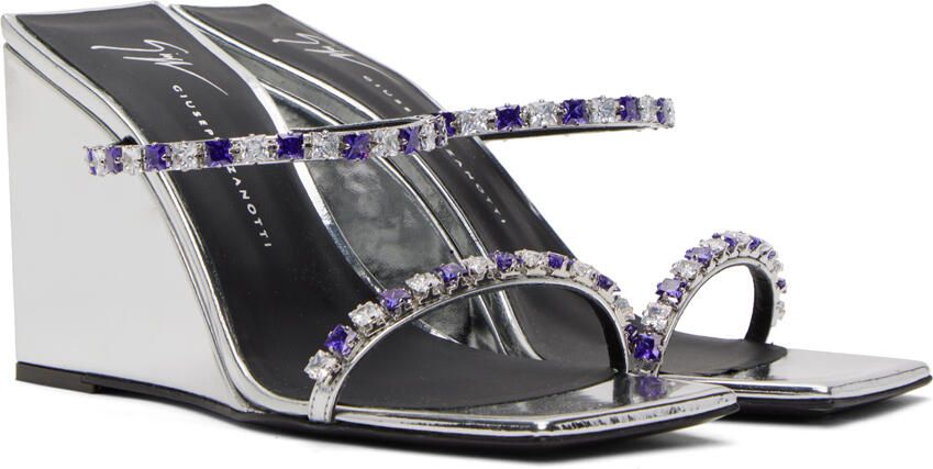 Giuseppe Zanotti Silver Shangay Heeled Sandals - Picture 3