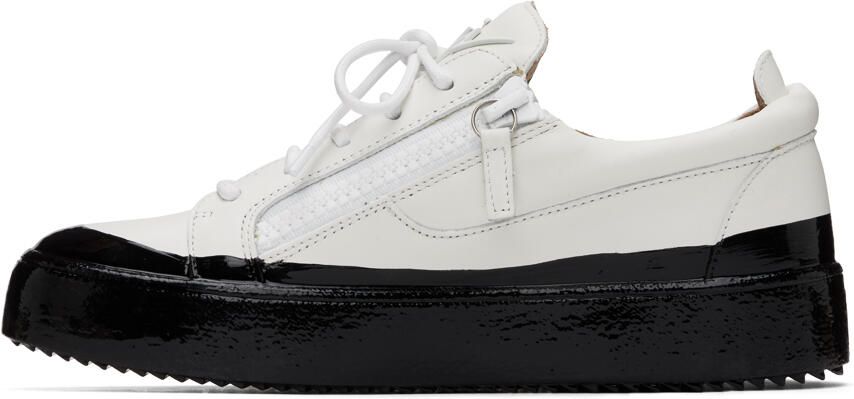 Giuseppe Zanotti White & Blue Frankie Match Sneakers - Picture 3