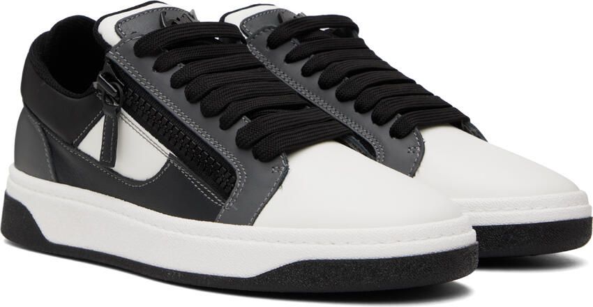 Giuseppe Zanotti White & Gray Frankie Sneakers - Picture 2