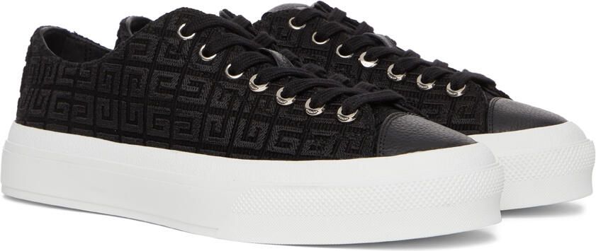 Givenchy Black 4G Jacquard City Low Sneakers - Picture 2