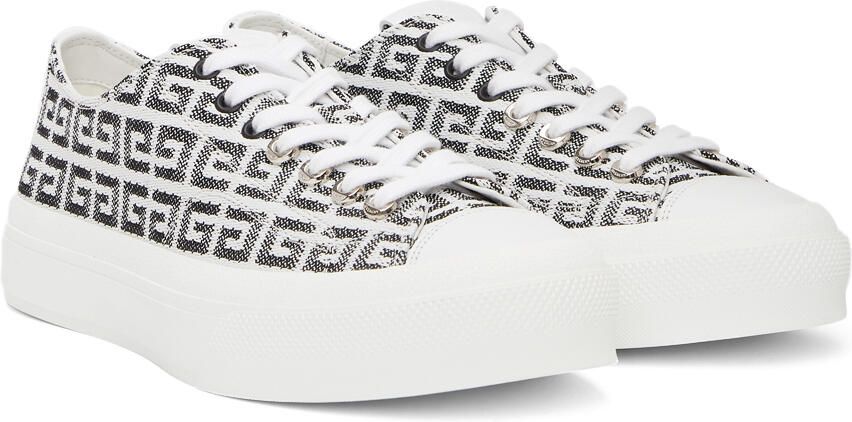 Givenchy Black & White 4G Jacquard City Sneakers - Picture 2