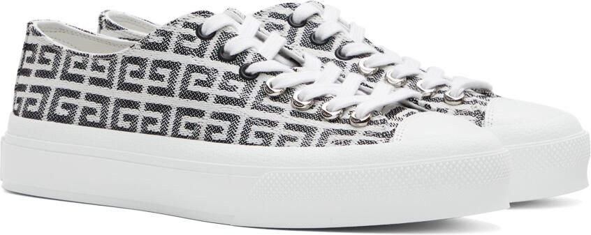Givenchy Black & White 4G Jacquard City Sneakers - Picture 3