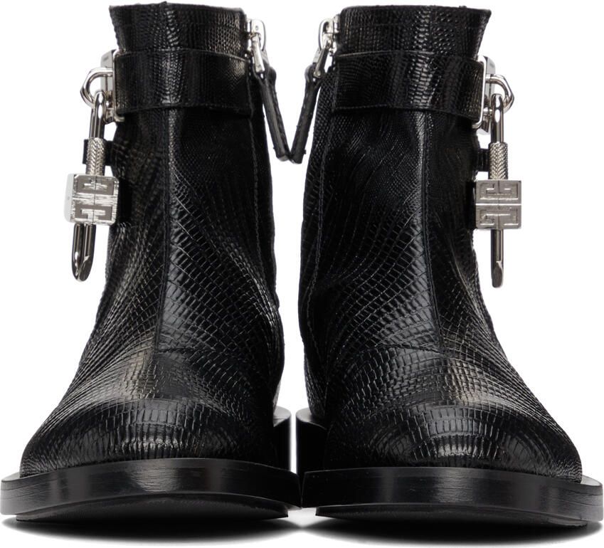 Givenchy Black Lizard Padlock Boots - Picture 2