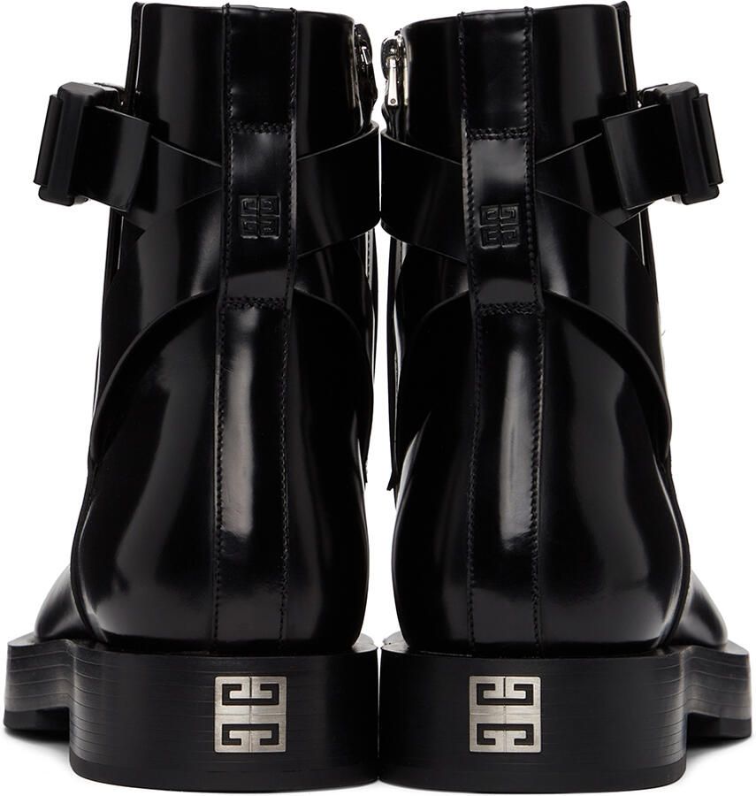 Givenchy Black Squared Buckle Ankle Boots