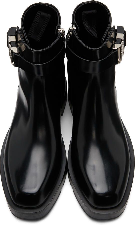 Givenchy Black Squared Buckle Ankle Boots - Picture 4