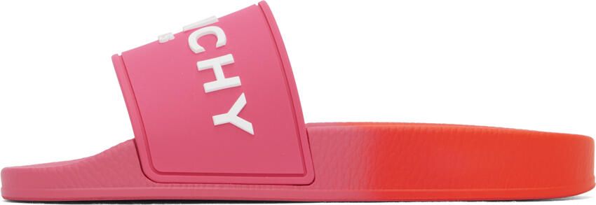Givenchy Pink & Orange Embossed Slides - Picture 3