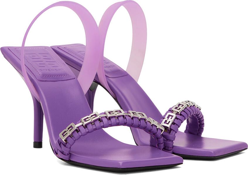 Givenchy Purple G Woven Heeled Sandals - Picture 3