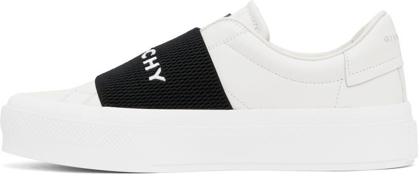 Givenchy White & Black City Sport Webbing Sneakers - Picture 3