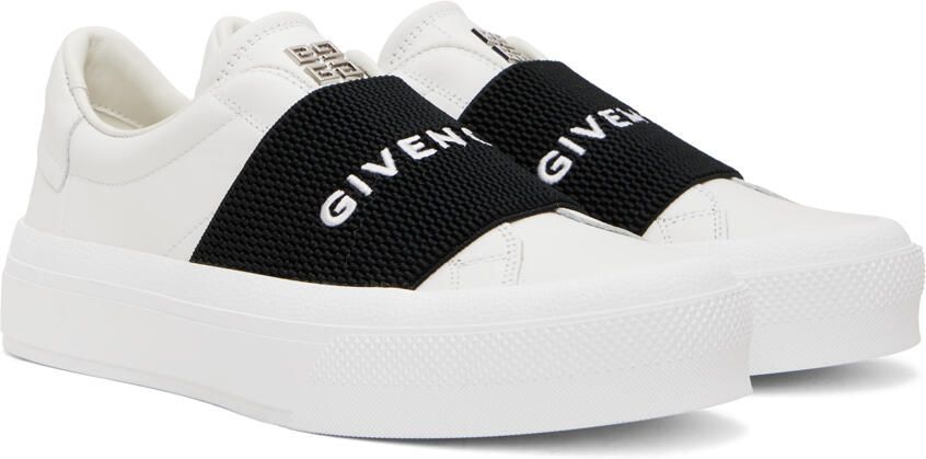 Givenchy White & Black City Sport Webbing Sneakers - Picture 2