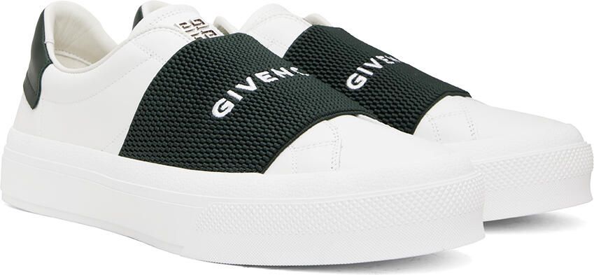 Givenchy White & Green City Sport Webbing Sneakers - Picture 2