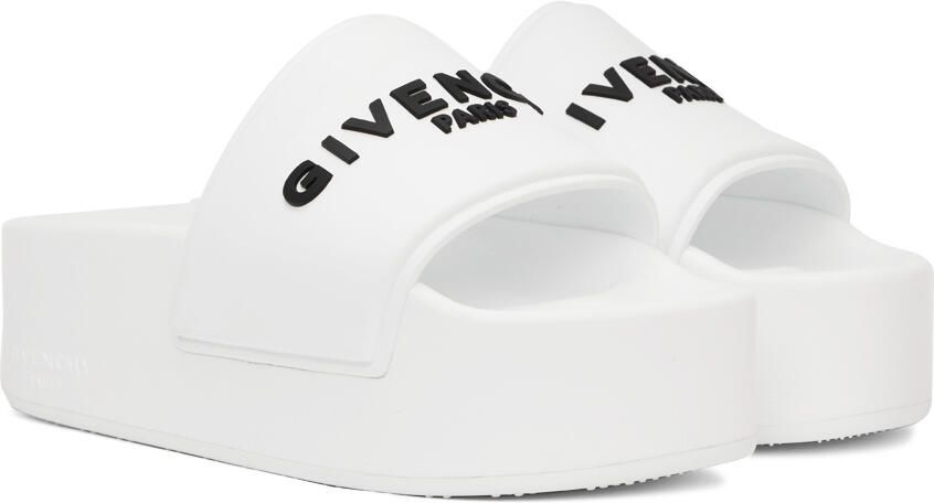 Givenchy White Logo Platform Sandals