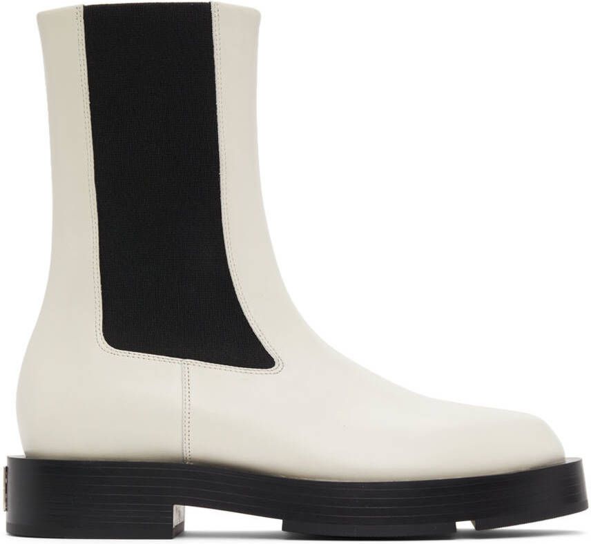 Givenchy Off-White Leather Squared Ankle Boots