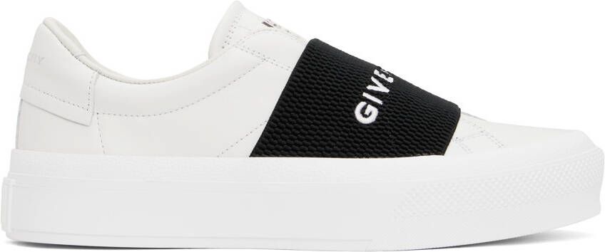 Givenchy White & Black City Sport Webbing Sneakers