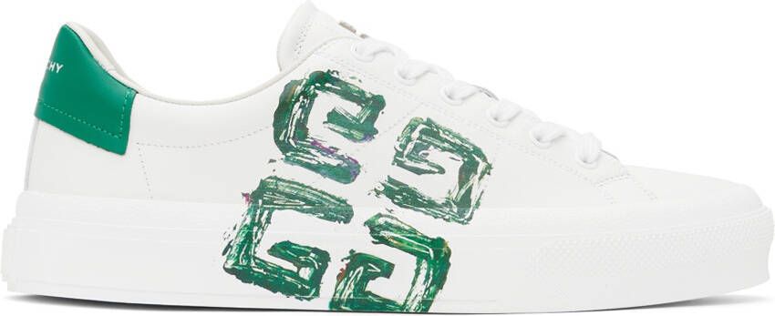 Givenchy White & Green City Sport 4G Sneakers