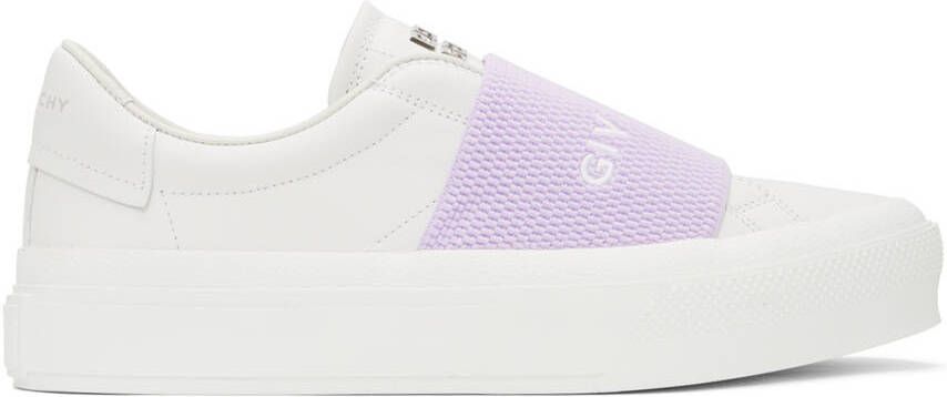Givenchy White & Purple City Sport Sneakers
