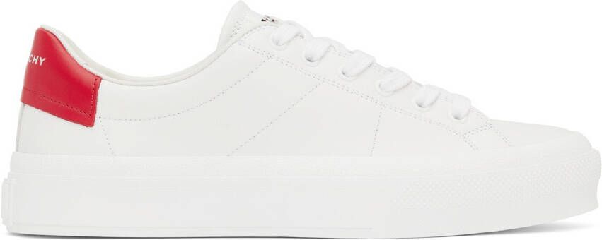 Givenchy White & Red Leather City Sport Sneakers