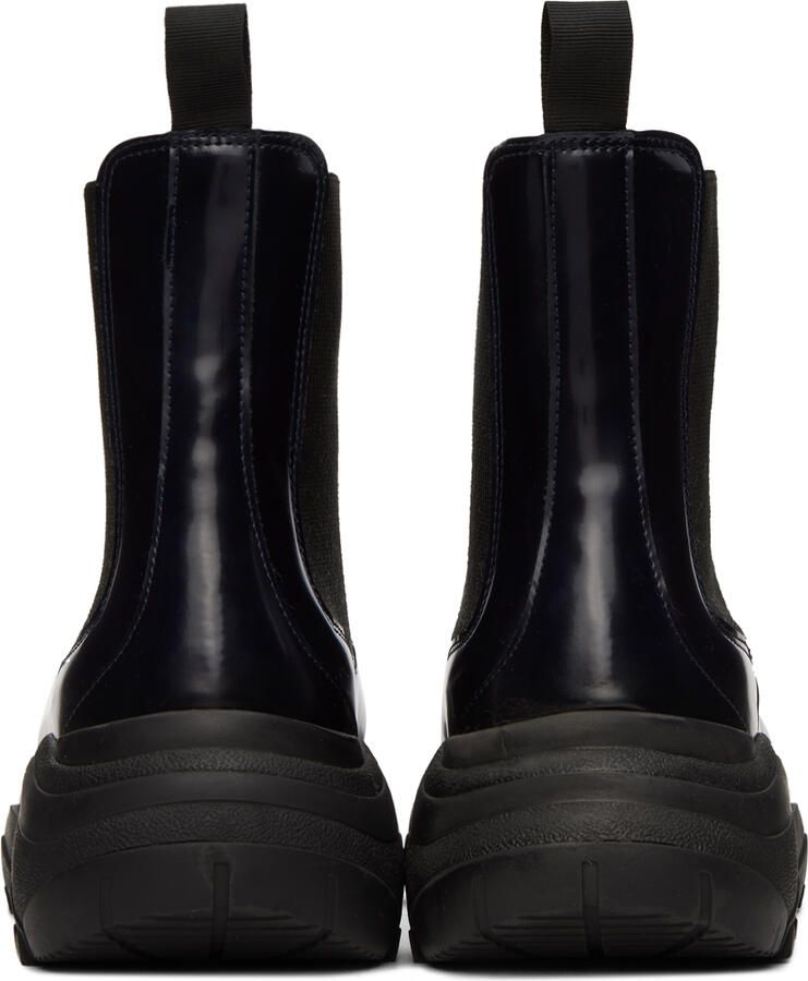 GmbH Navy Faux-Leather Chelsea Boots