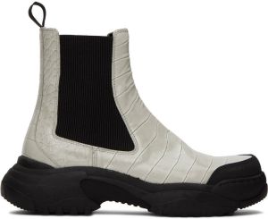 GmbH Gray Croc Chelsea Boots