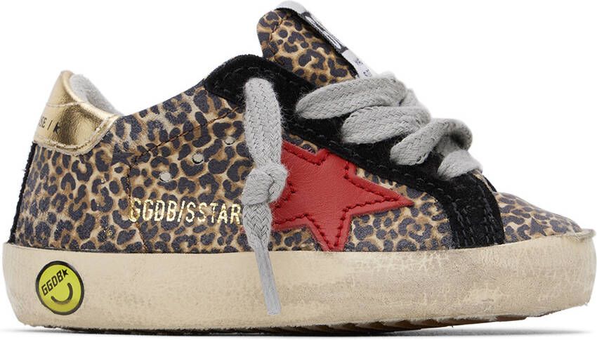 Golden Goose Baby Beige & Brown Leopard Super-Star Sneakers