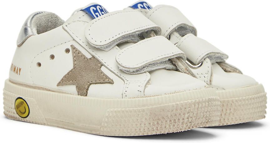 Golden Goose Baby White & Taupe May School Sneakers - Picture 2