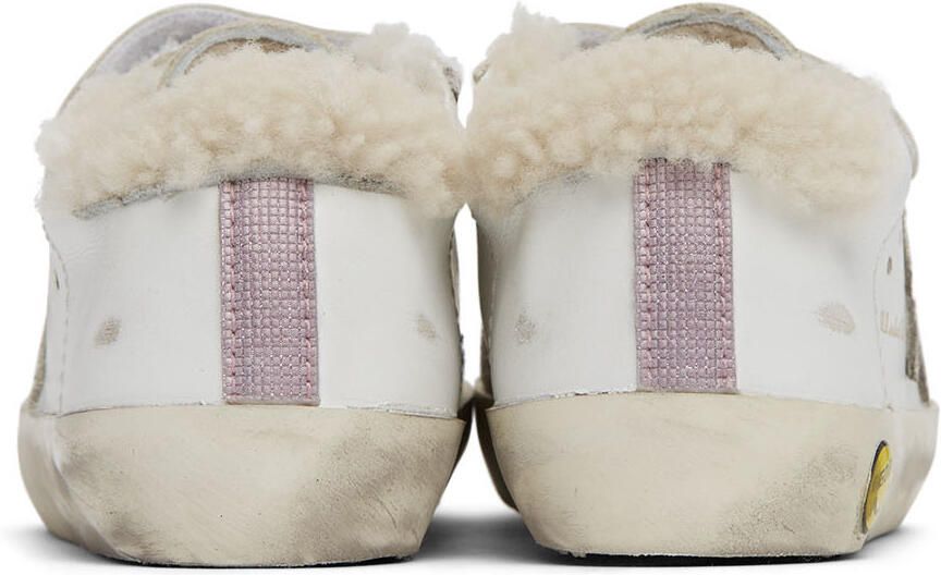 Golden Goose Baby White Shearling Old School Velcro Sneakers