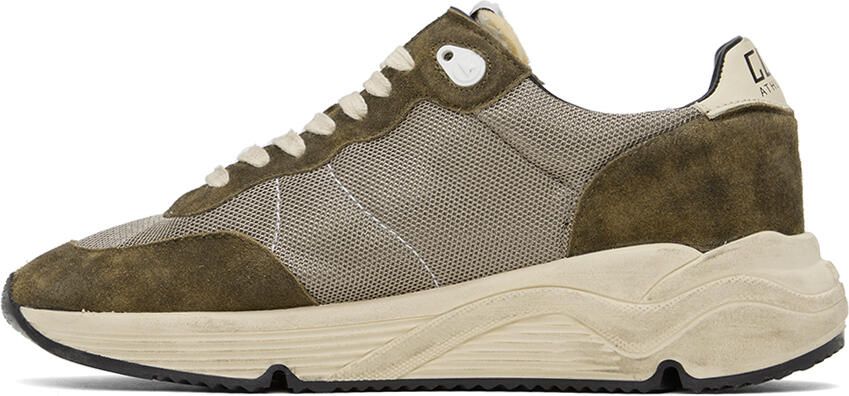 Golden Goose Khaki & Beige Running Sole Sneakers - Picture 3