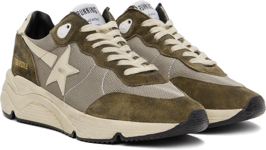 Golden Goose Khaki & Beige Running Sole Sneakers - Picture 2