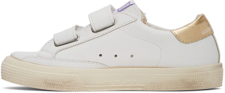 Golden Goose Kids White & Pink Check Star May School Sneakers - Picture 3