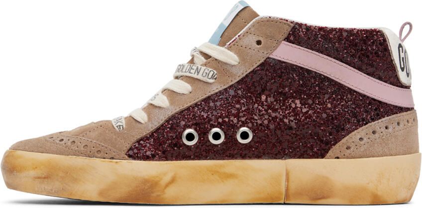 Golden Goose SSENSE Exclusive Burgundy & Taupe Mid Star Sneakers - Picture 3