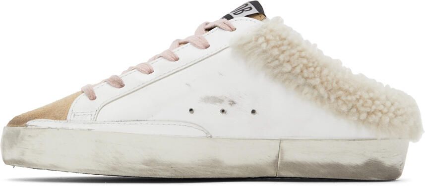 Golden Goose SSENSE Exclusive White & Beige Shearling Super-Star Sabot Sneakers - Picture 3