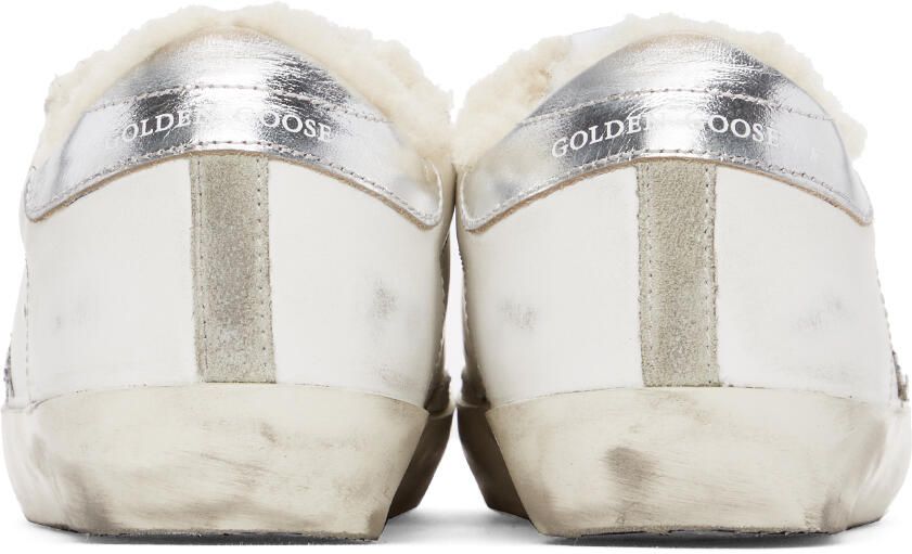 Golden Goose SSENSE Exclusive White & Silver Super-Star Shearling Sneakers - Picture 2