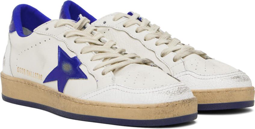 Golden Goose White & Blue Ball Star Sneakers - Picture 2