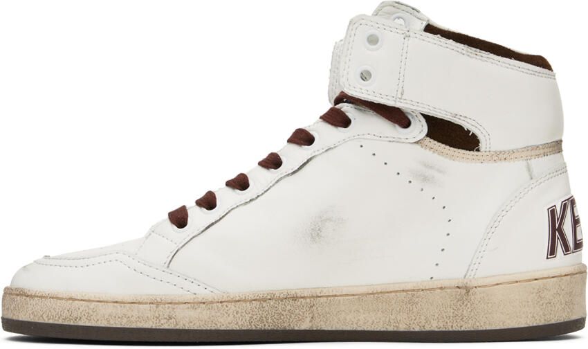 Golden Goose White & Brown Sky-Star Sneakers - Picture 3
