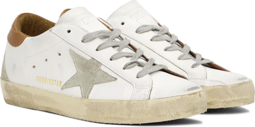 Golden Goose White & Brown Super-Star Classic Sneakers - Picture 2
