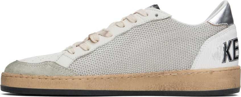 Golden Goose White & Gray Ball Star Sneakers - Picture 3