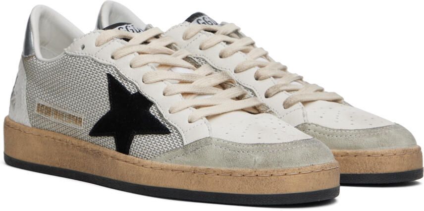 Golden Goose White & Gray Ball Star Sneakers - Picture 2