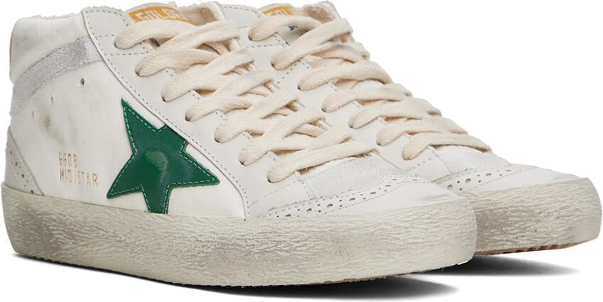 Golden Goose White & Gray Mid Star Sneakers - Picture 2
