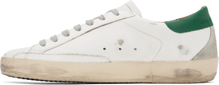 Golden Goose White & Green Super-Star Sneakers - Picture 3