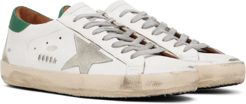 Golden Goose White & Green Super-Star Sneakers - Picture 2