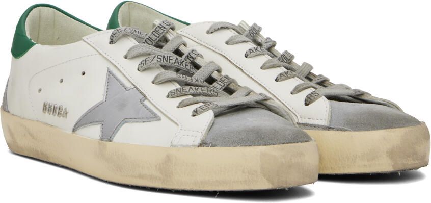 Golden Goose White & Green Super-Star Sneakers - Picture 2
