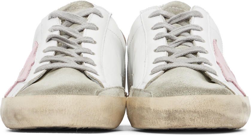Golden Goose White & Grey Super-Star Classic Sneakers - Picture 3