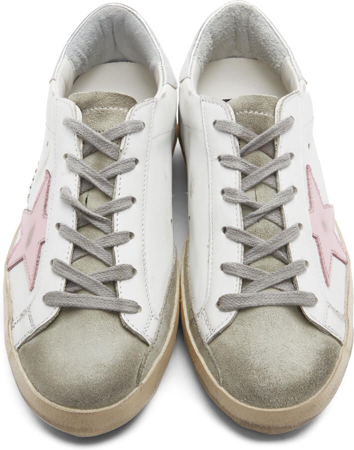 Golden Goose White & Grey Super-Star Classic Sneakers